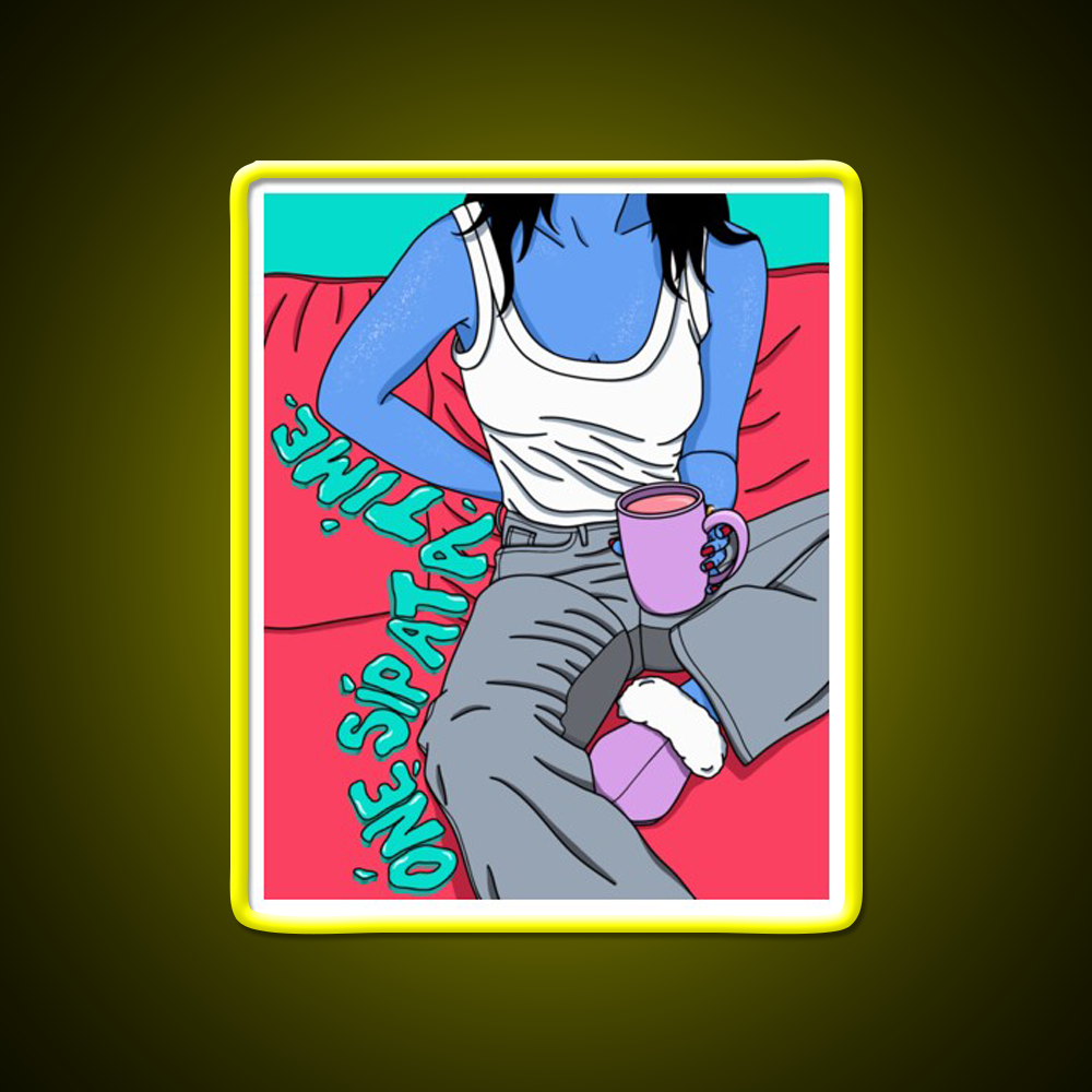 One Sip At A Time Cafe Led Neon Sign Espresso Bar Art Rgb Color