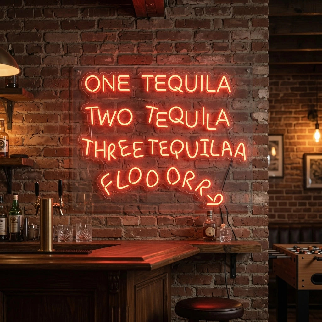 One Tequila Two Tequila Three Tequila Wall Decor LED Neon Sign - 03 Real Lifestyle Scene