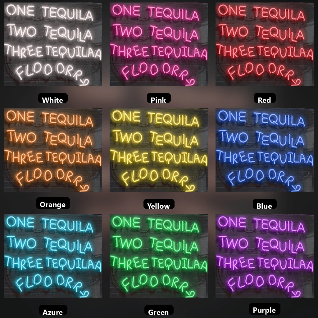 One Tequila Two Tequila Three Tequila Wall Decor LED Neon Sign - 05 Color Grid