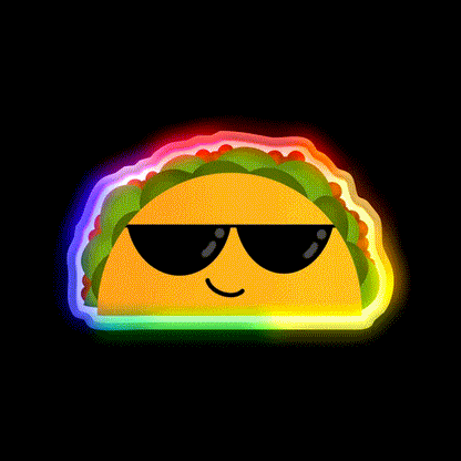 Onestealthytaco Merch Taco Led Neon Sign Mexican Food Sign Rgb Color - LED neon sign close-up detail