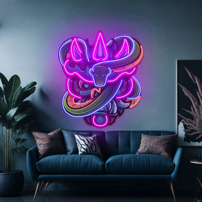 Oni Head And Green Snake Led Neon Sign Light Custom Led Signs - Shineneon
