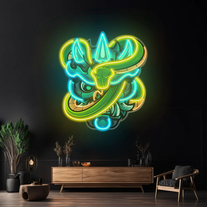 Oni Head And Green Snake Led Neon Sign Light Custom Led Signs - Shineneon