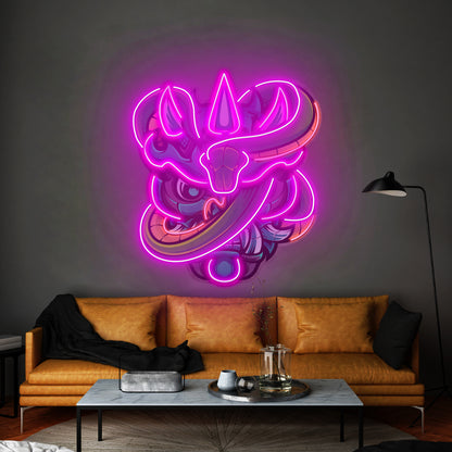 Oni Head And Green Snake Led Neon Sign Light Custom Led Signs