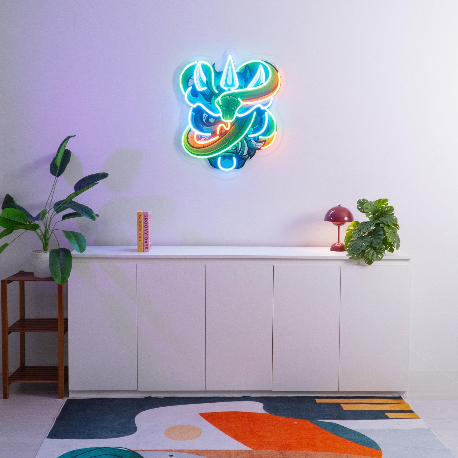 Oni Head Green Snake Uv Printed Led Neon Sign Fantasy Gaming Room Decor | Shineneon