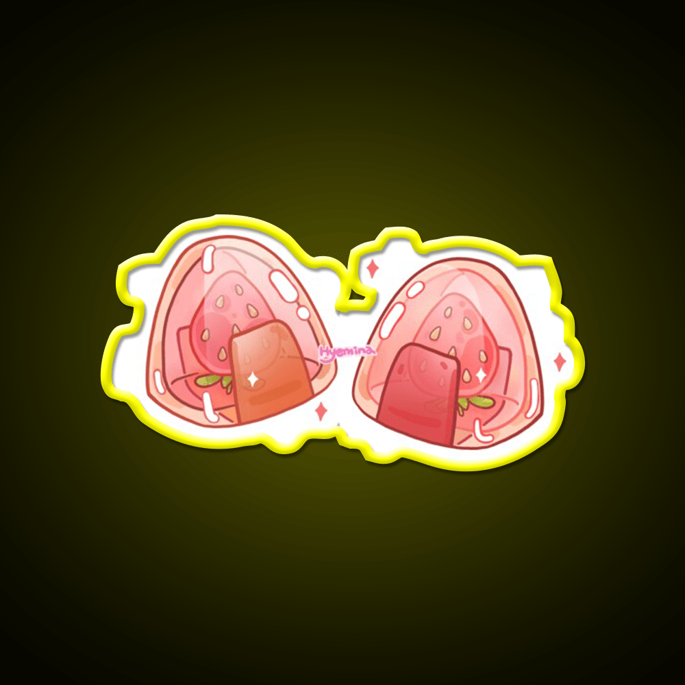 Onigiri With Strawberry Snack Food Led Neon Sign Rgb Color - Shineneon