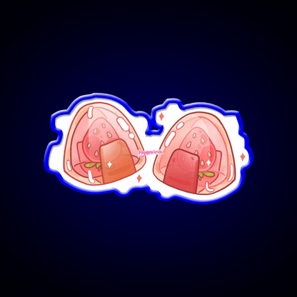 Onigiri With Strawberry Snack Food Led Neon Sign Rgb Color - Shineneon
