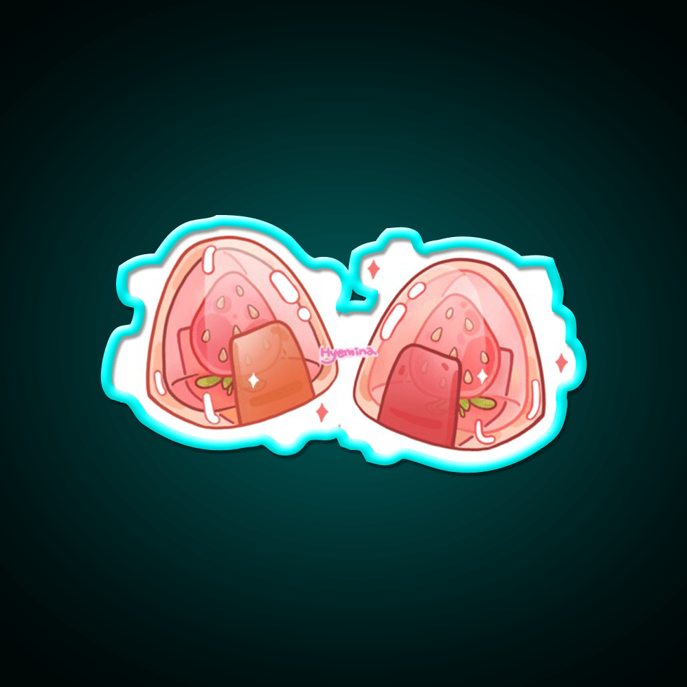 Onigiri With Strawberry Snack Food Led Neon Sign Rgb Color - Shineneon