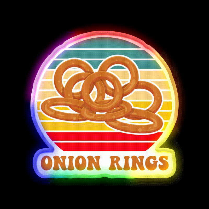 Onion Rings Retro Sunset Fast Food Led Neon Sign For Burger Place Rgb Color - LED neon sign close-up detail