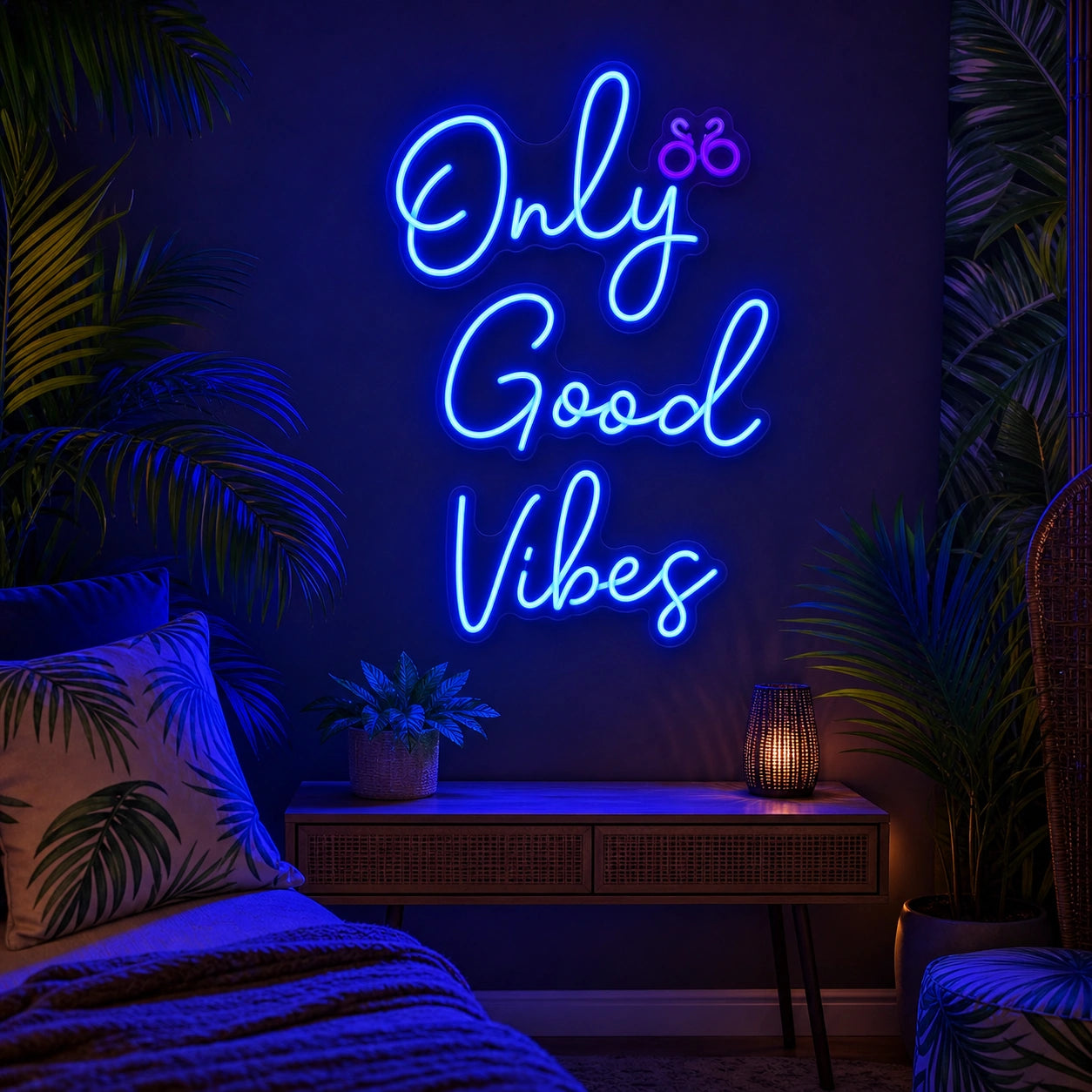 Only Good Vibes LED Neon Sign Garage Man Cave Neon Sign real lifestyle scene
