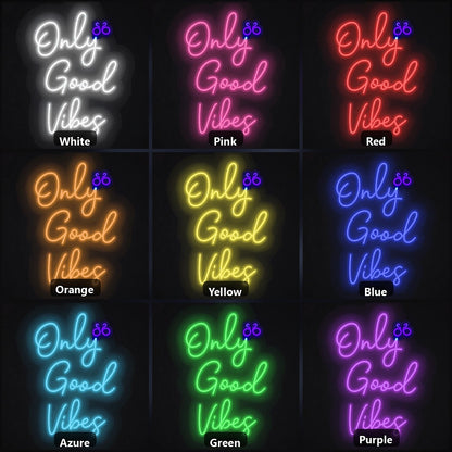 Only Good Vibes LED Neon Sign Garage Man Cave Neon Sign color grid