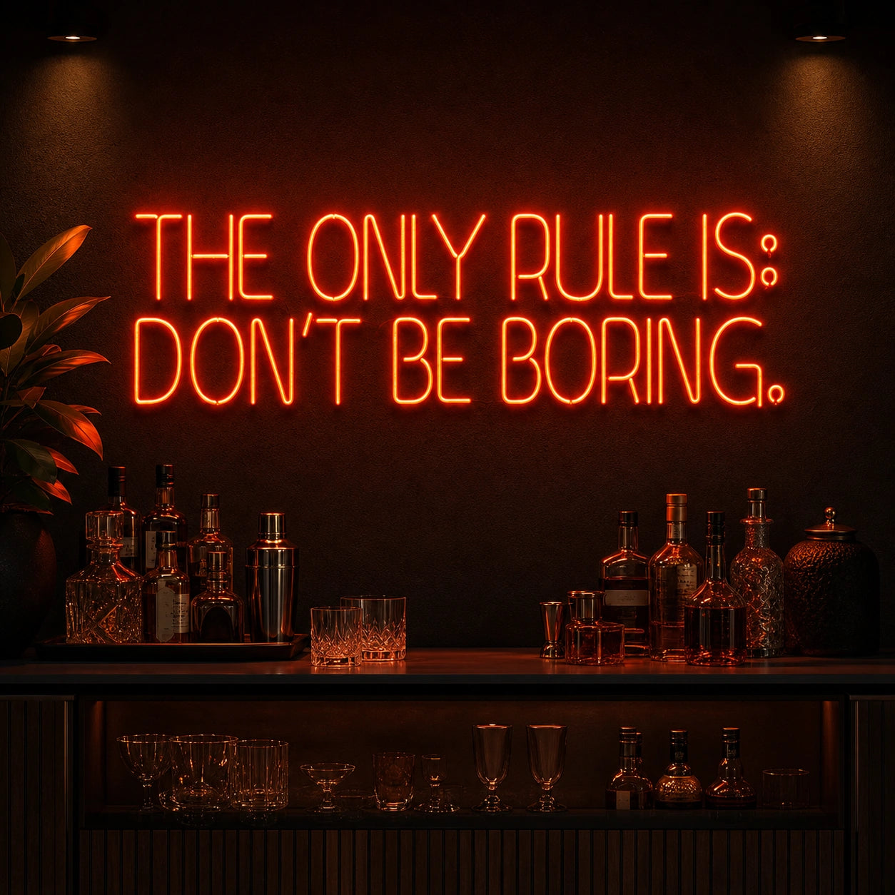 Only Rules Is Don T Be Boring LED Neon Sign Garage Man Cave Neon Sign real lifestyle scene
