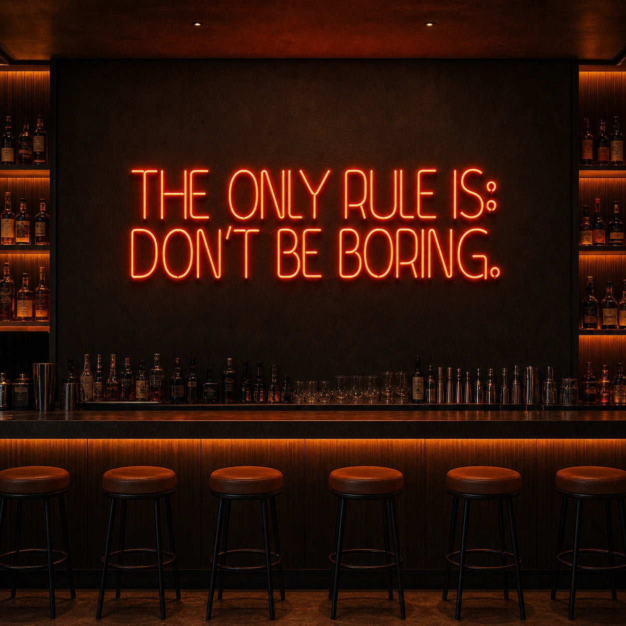 Only Rules Is Don T Be Boring LED Neon Sign Garage Man Cave Neon Sign size image