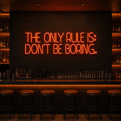 Only Rules Is Don T Be Boring LED Neon Sign Garage Man Cave Neon Sign size image