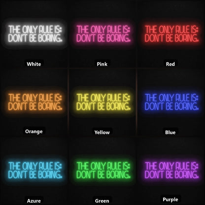 Only Rules Is Don T Be Boring LED Neon Sign Garage Man Cave Neon Sign color grid