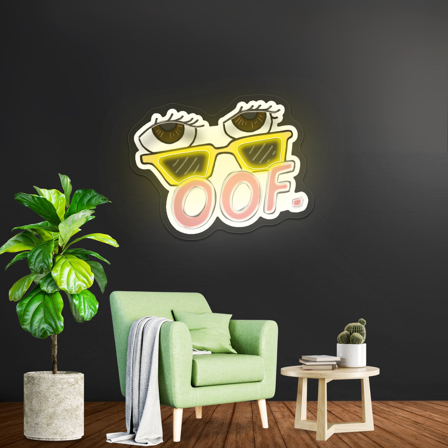 Oof Yellow Sunglasses Artwork Led Signs For Business