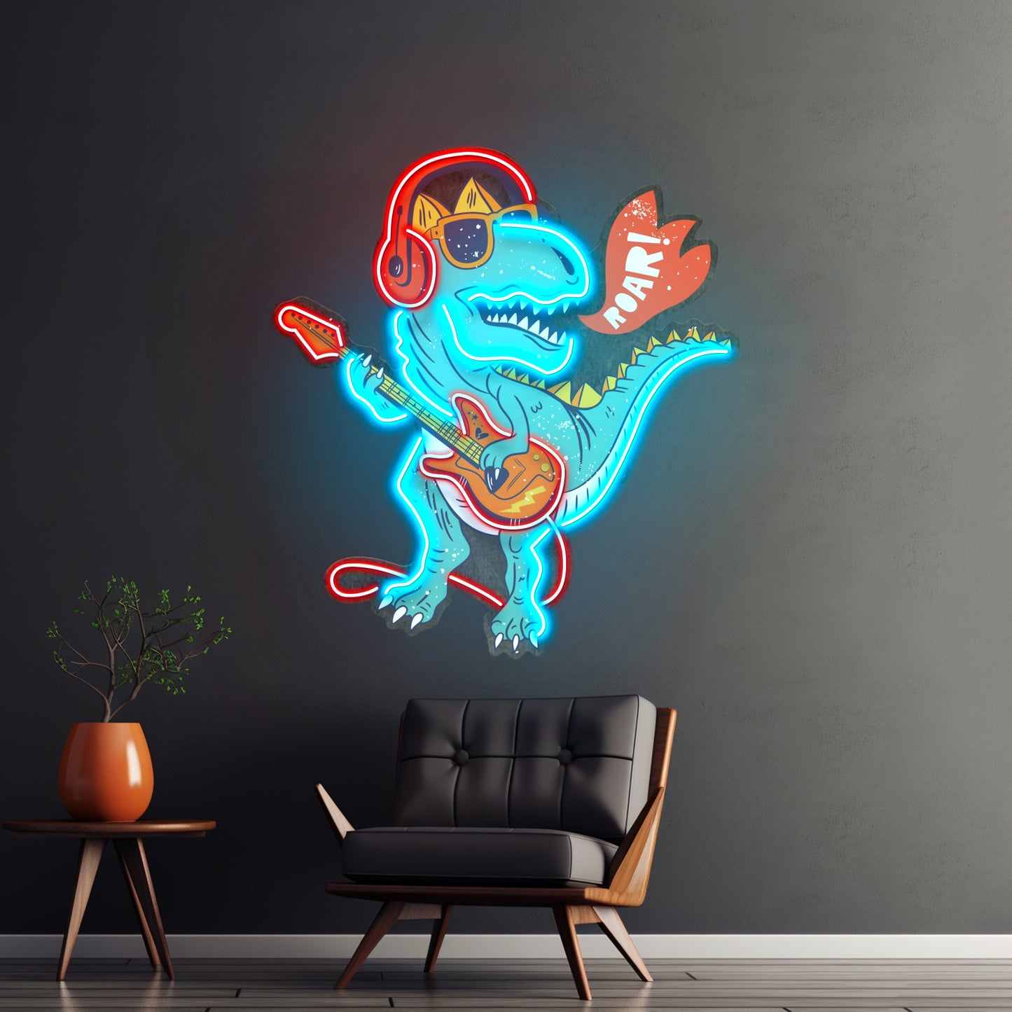 Ool Dinosaur Playing Guitar Led Neon Sign Light Custom Led Signs