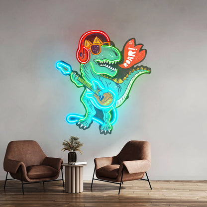 Ool Dinosaur Playing Guitar Led Neon Sign Light Custom Led Signs