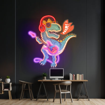 Ool Dinosaur Playing Guitar Led Neon Sign Light Custom Led Signs