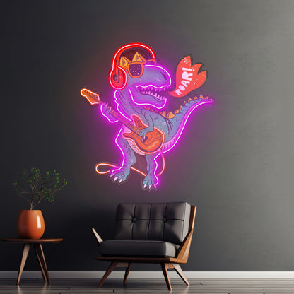 Ool Dinosaur Playing Guitar Led Neon Sign Light Custom Led Signs