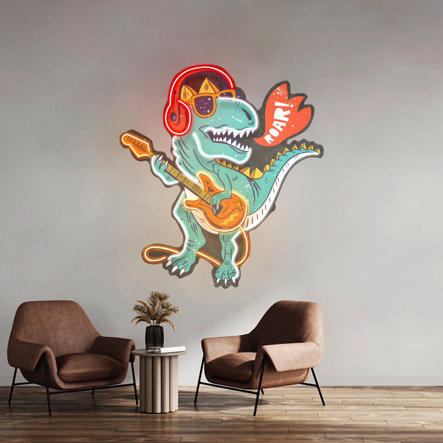 Ool Dinosaur Playing Guitar Led Neon Sign Light Custom Led Signs