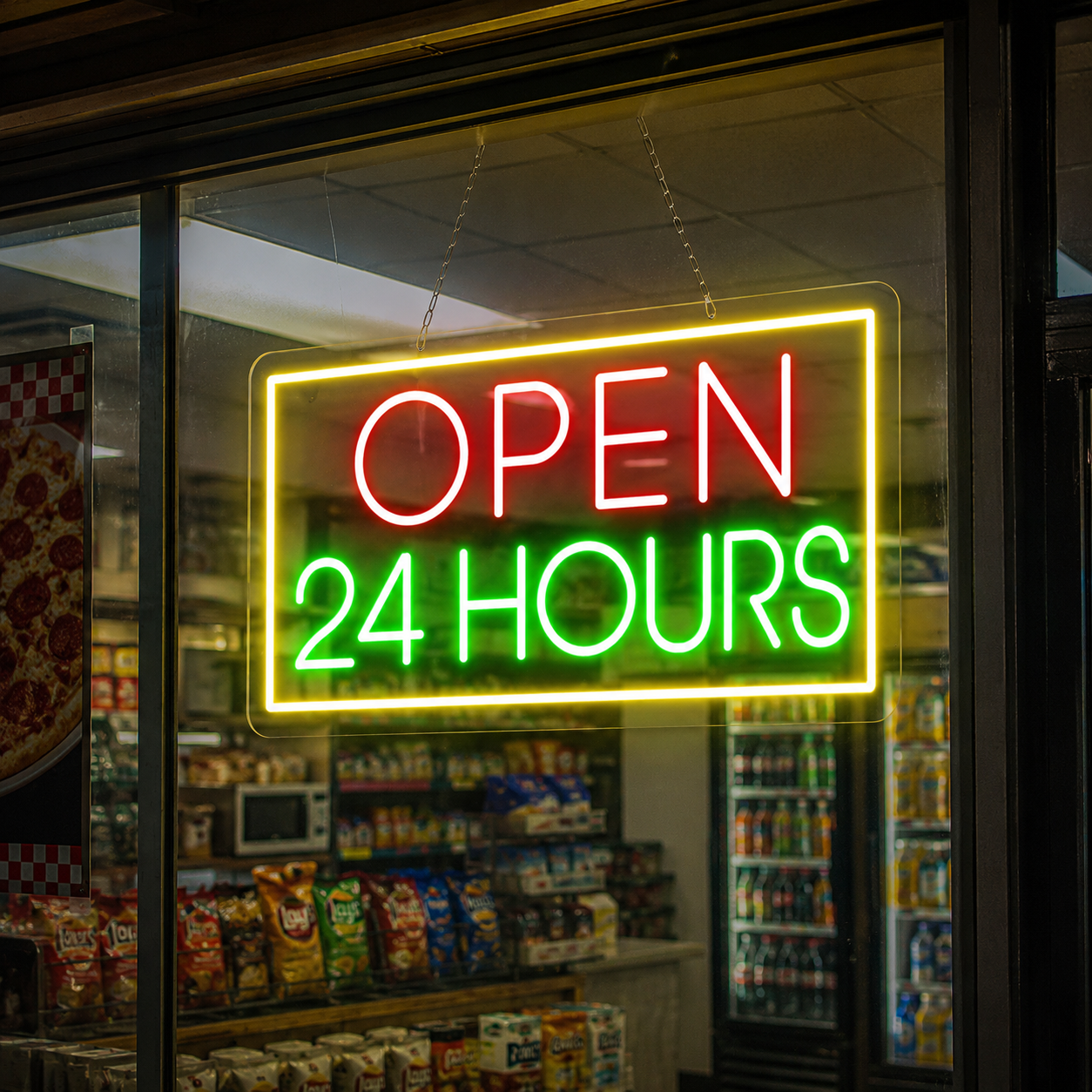 Open 24 Hours LED Neon Sign - 03 Real Lifestyle Scene