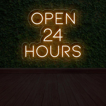Open 24 Hours White Round Led Neon Sign For Business Storefront Wall Decor | Shineneon