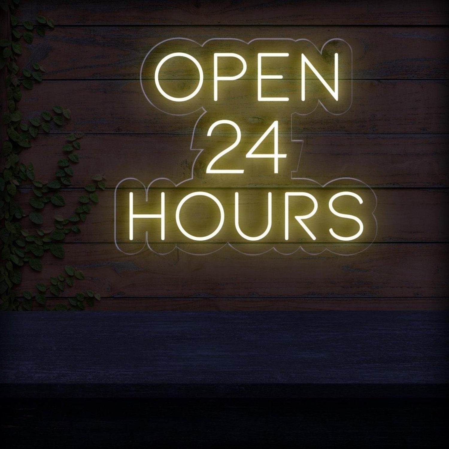 Open 24 Hours White Round Led Neon Sign For Business Storefront Wall Decor | Shineneon