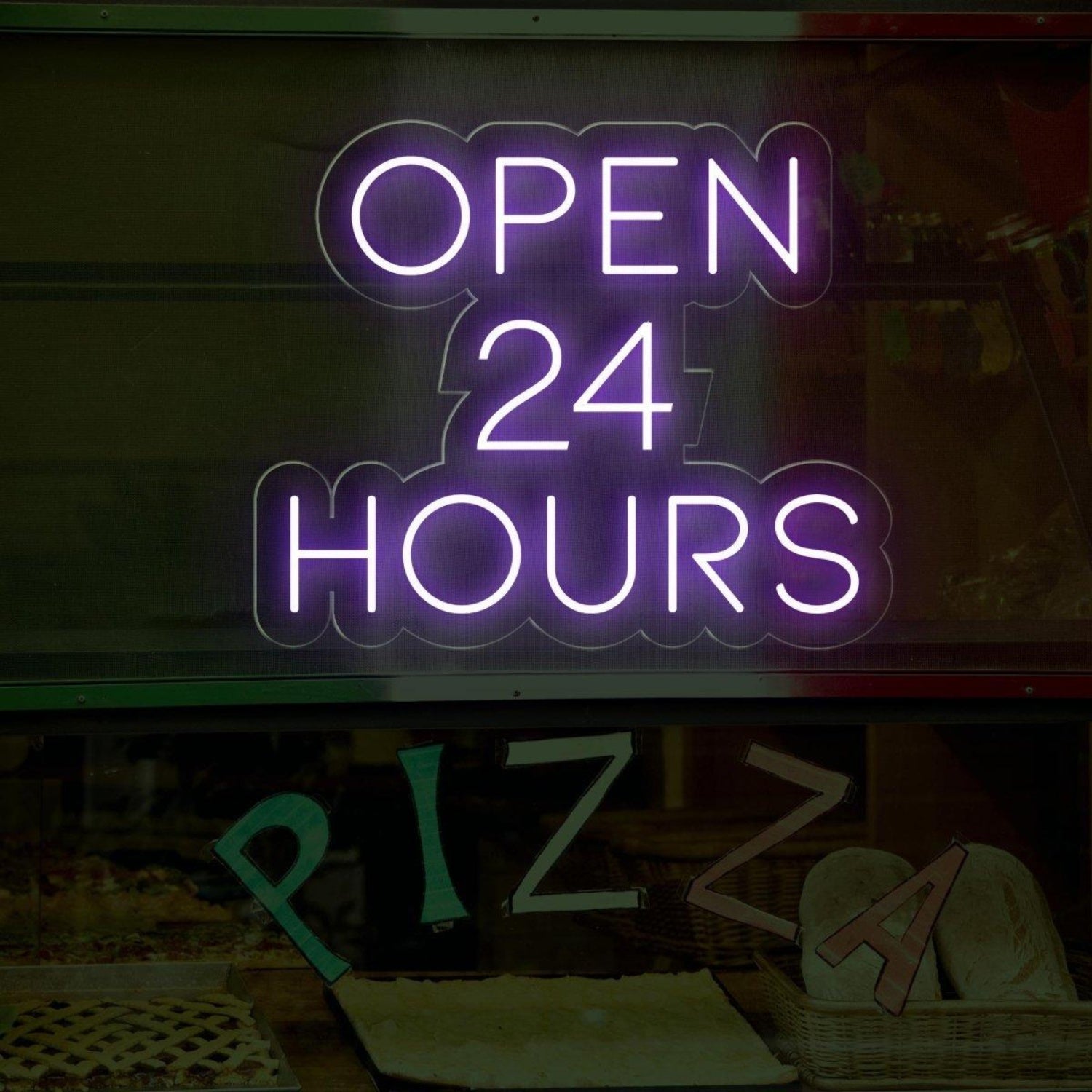 Open 24 Hours White Round Led Neon Sign For Business Storefront Wall Decor | Shineneon