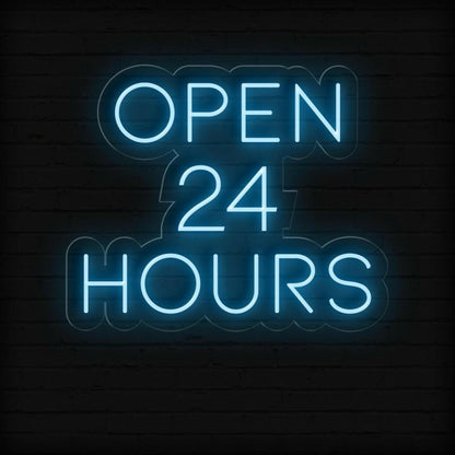 Open 24 Hours White Round Led Neon Sign For Business Storefront Wall Decor | Shineneon