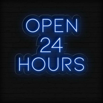 Open 24 Hours White Round Led Neon Sign For Business Storefront Wall Decor | Shineneon