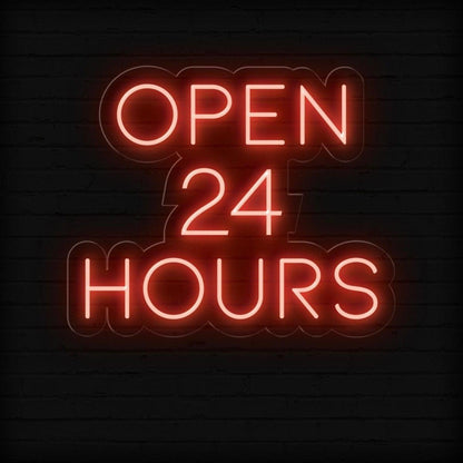 Open 24 Hours White Round Led Neon Sign For Business Storefront Wall Decor | Shineneon