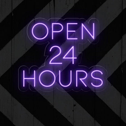 Open 24 Hours White Round Led Neon Sign For Business Storefront Wall Decor | Shineneon