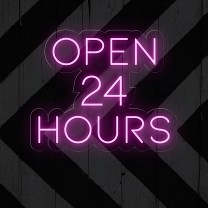 Open 24 Hours White Round Led Neon Sign For Business Storefront Wall Decor | Shineneon