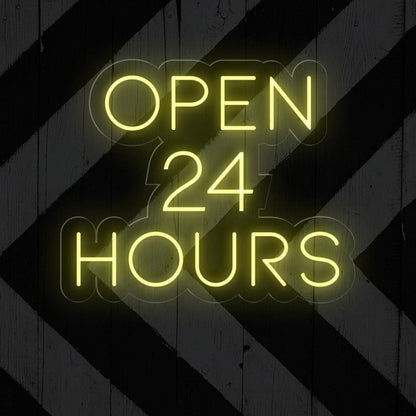 Open 24 Hours White Round Led Neon Sign For Business Storefront Wall Decor | Shineneon