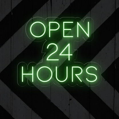 Open 24 Hours White Round Led Neon Sign For Business Storefront Wall Decor | Shineneon