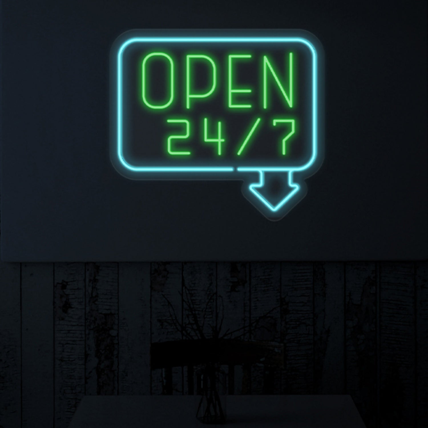 Open 247 Round Led Neon Sign Wall Art Decor | Shineneon