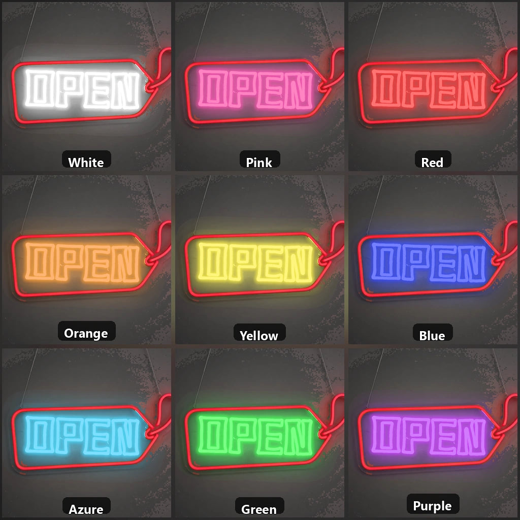 Open Arrow Tag Vintage LED Neon Sign color grid