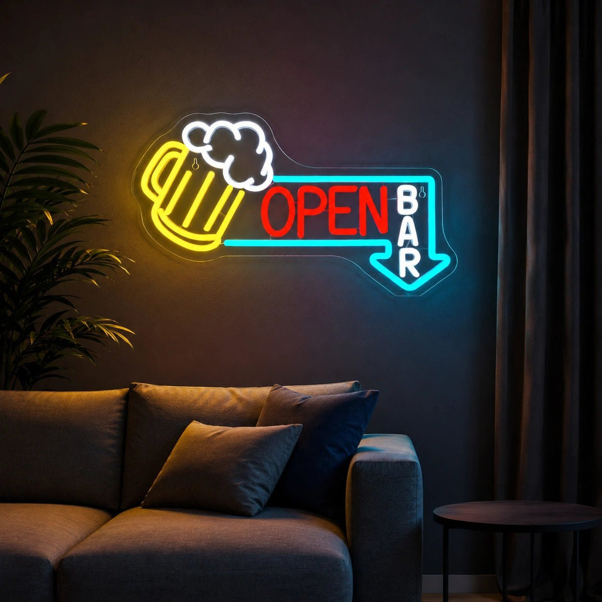 Open Bar Beer Mug Arrow LED Neon Sign - Shineneon