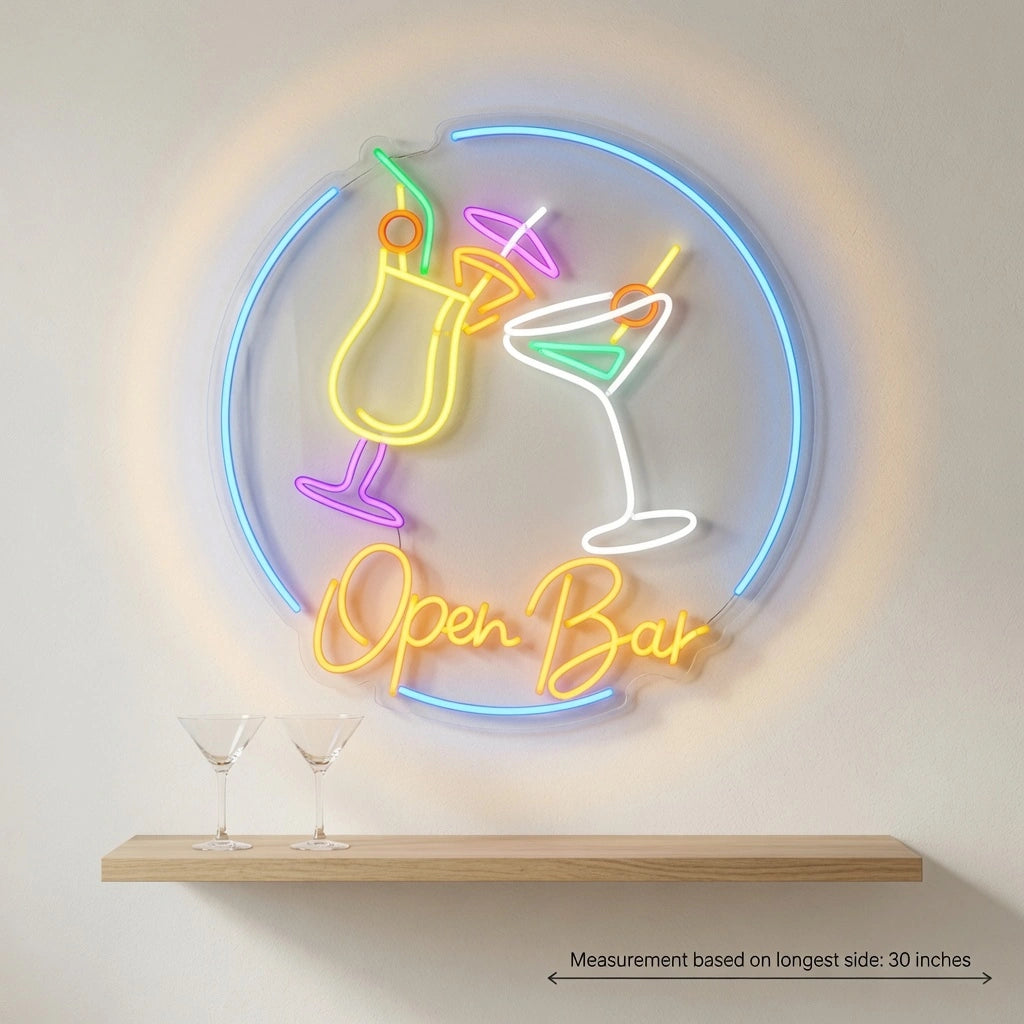 Open Bar LED Neon Sign Wall Neon Sign - 04 Size Image