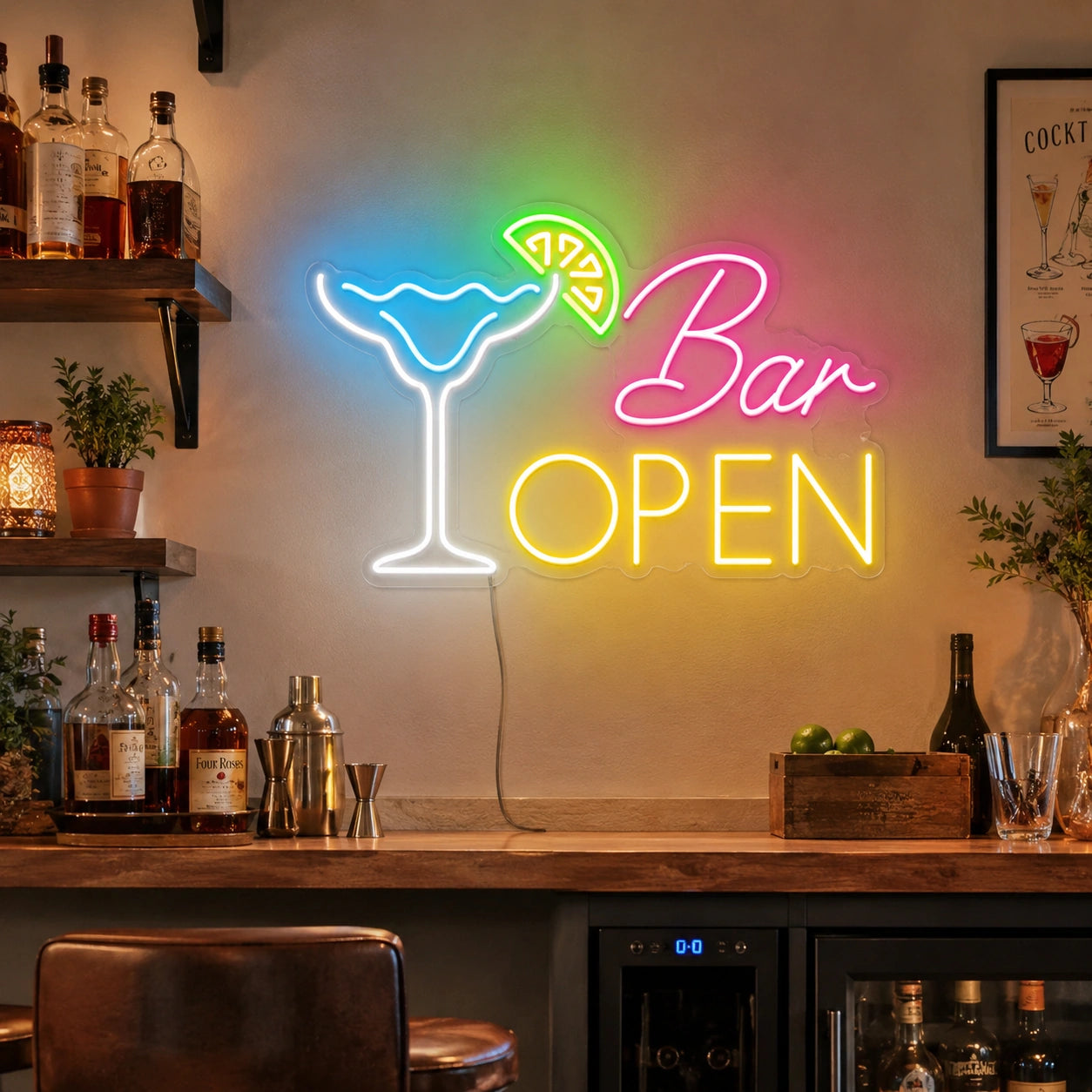 Open Bar Martini Neon Sign LED Neon Sign real lifestyle scene