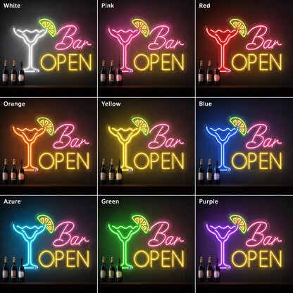 Open Bar Martini Neon Sign LED Neon Sign color grid