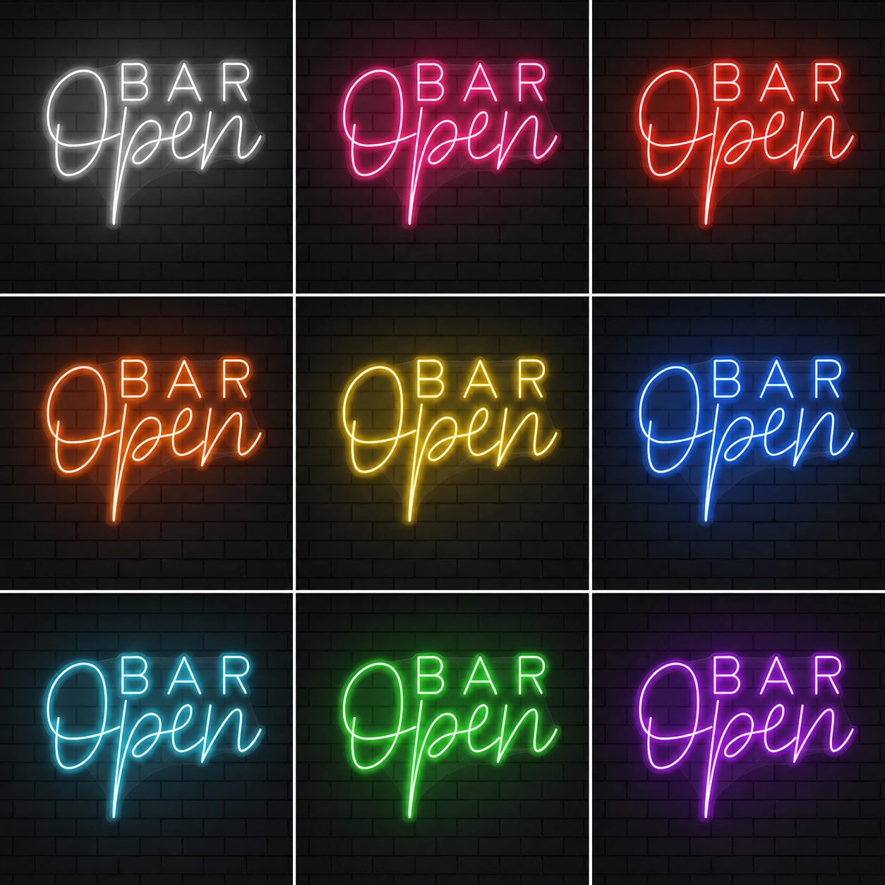 Open Bar Neon Sign LED Neon Sign color grid