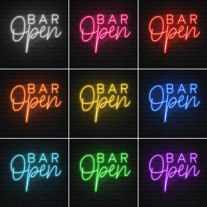 Open Bar Neon Sign LED Neon Sign color grid