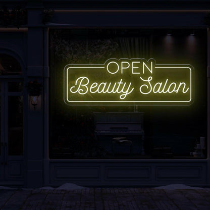 Open Beauty Salon Warm White Led Neon Sign Elegant Salon Entrance Decor | Shineneon