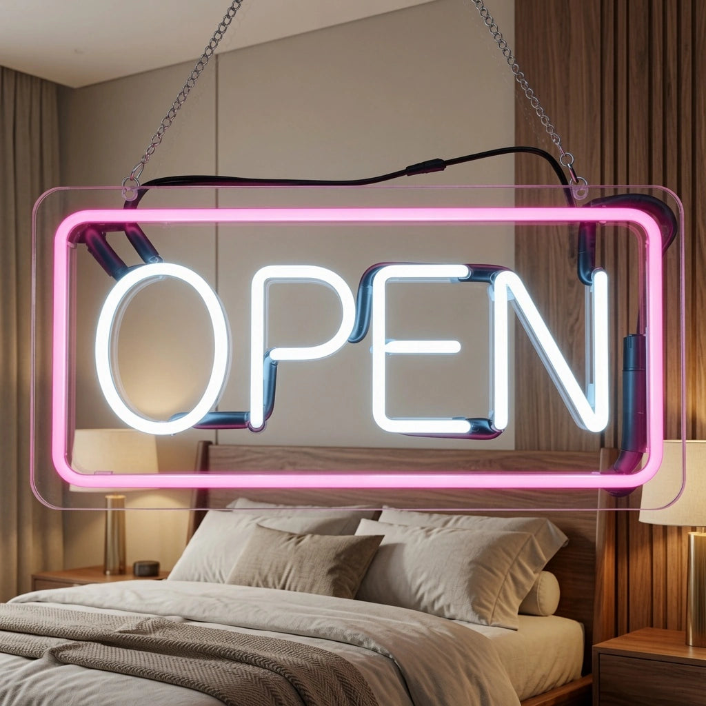 Open Bedroom Decor LED Neon Sign - 04 Size Image