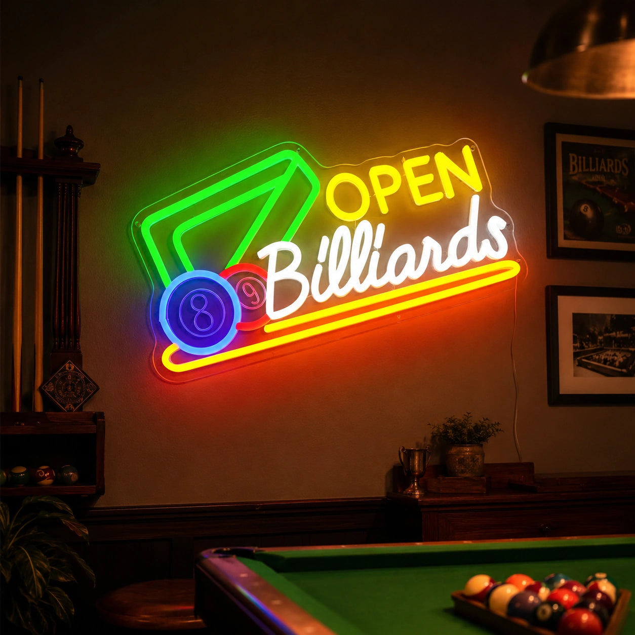 Open Billiards Neon Sign LED Neon Sign real lifestyle scene