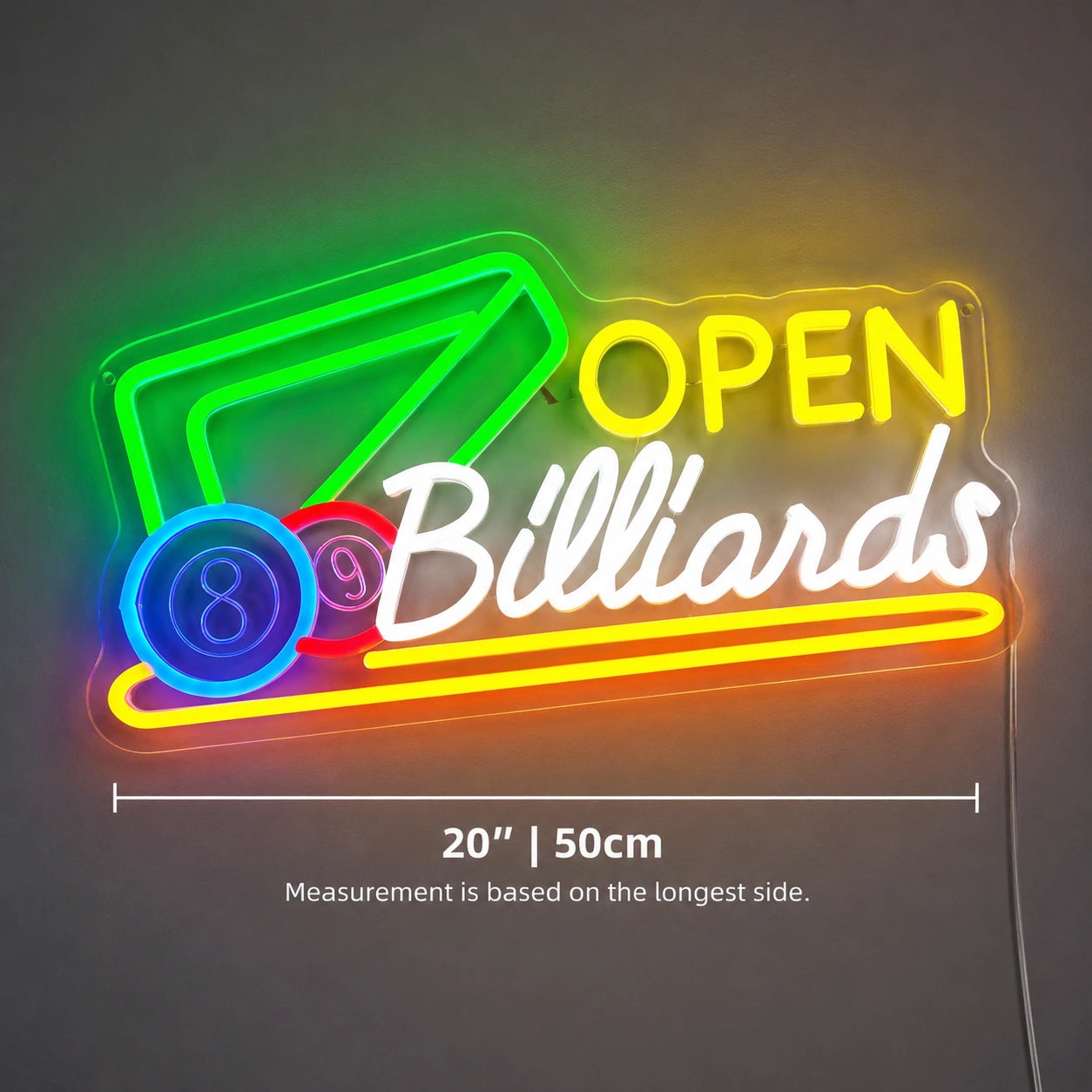 Open Billiards Neon Sign LED Neon Sign size image
