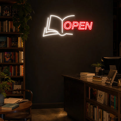 Open Book LED Neon Sign Garage Man Cave Neon Sign real lifestyle scene