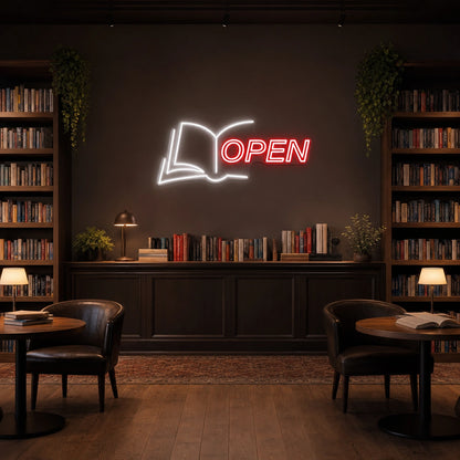 Open Book LED Neon Sign Garage Man Cave Neon Sign size image