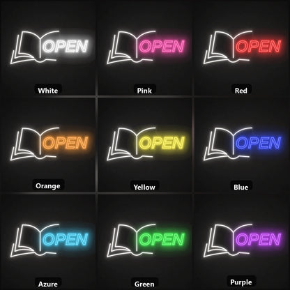 Open Book LED Neon Sign Garage Man Cave Neon Sign color grid
